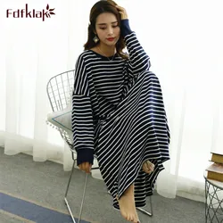 Fdfklak Casual Loose Nightgown Women Long Sleeve Night Dress Large Size Women's Sleepwear Gown Nightdress Female Nightshirt