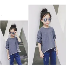New 2016 Fashion Girl Boy tide solid color long-sleeved T-shirt Long Sleeve Cute Children Clothing Kids Girls loose Kids Clothes