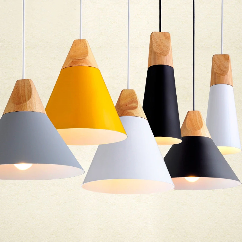 Modern Wood Dining Room Lights Pendant Lamp Art Lamparas Colorful Aluminum Shade Luminaire For Home Lighting Modern Wood Dining Room Lights Pendant Lamp Art Lamparas Colorful Aluminum Shade Luminaire For Home Lighting
