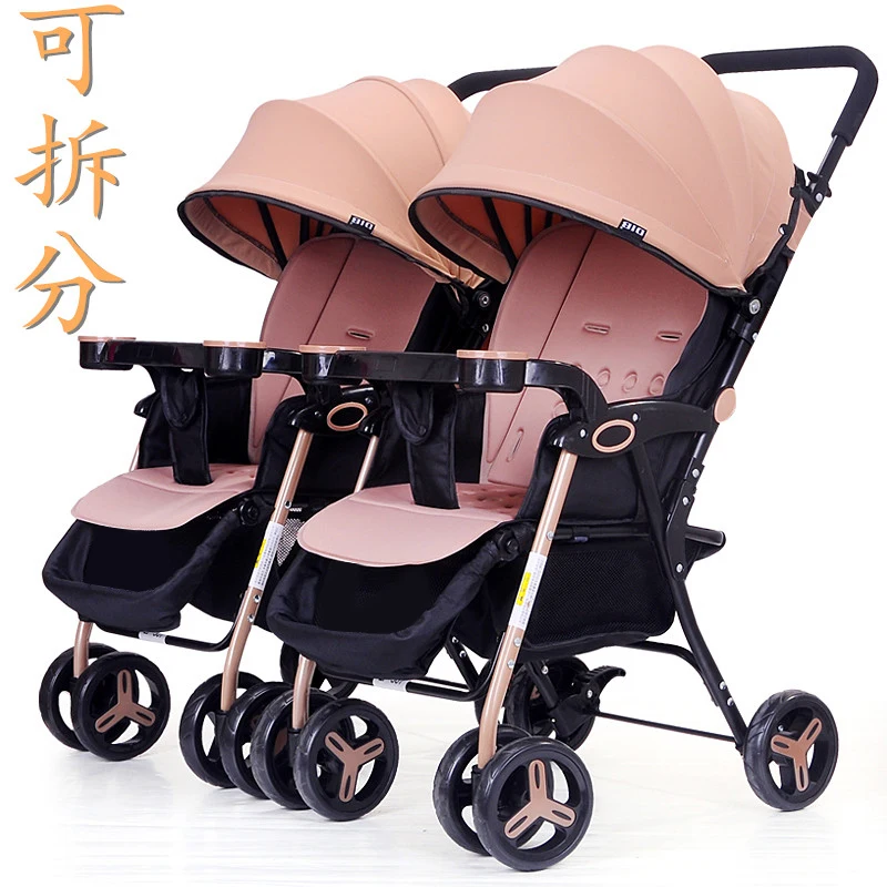 

Twin baby stroller Light folding baby stroller High landscape two-way implementation baby carriage Can sit and recline adjustabl