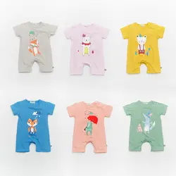 Детская одежда 2017 лето ребенка комбинезон комбинезон roupas infantis конфеты цвет мультфильм подняться 0-1 летний ребенок короткий с длинными