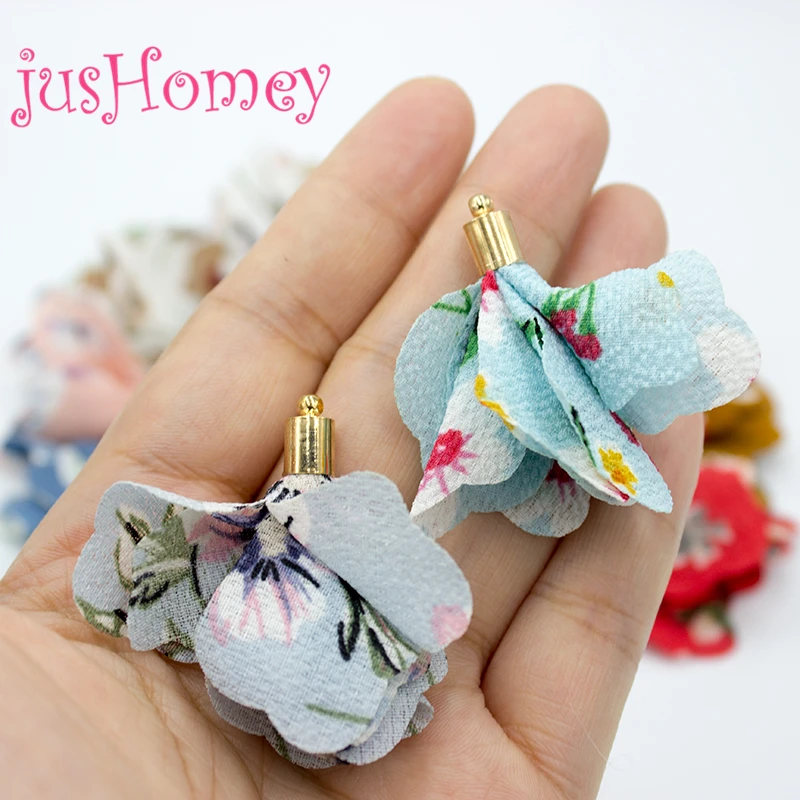 100PCS Chic Fabric Tassels Mixed Colors Fabric Flower Petal Tassel for