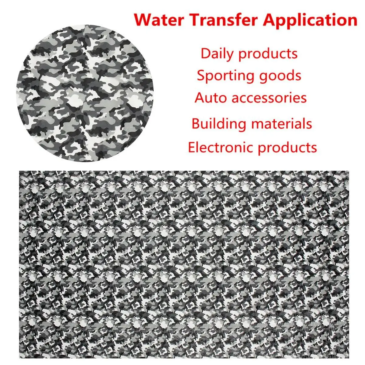 Армейский серый Гидрографический водный трансферный гидропогружающийся Dip Печатный фильм теплопередача пленка 0,5x1 м PVA черный белый камуфляж