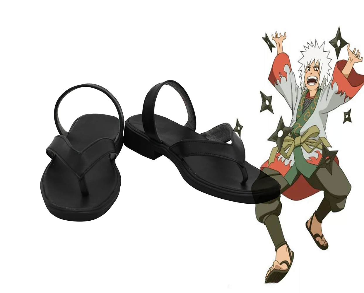 Anime Naruto Youth Jiraiya Cosplay Sandals Black Shoes Custom Made Any Size For â AnimeBee 