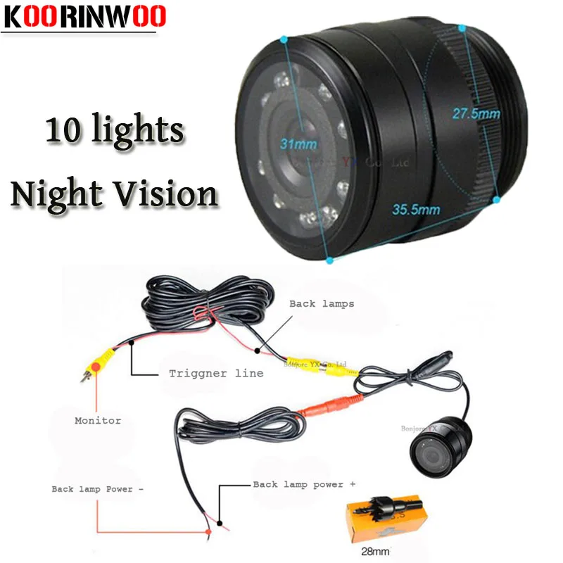 Koorinwoo 10 Ir Infrared Lights Night Vision Waterproof Car Rear View font b Camera b font