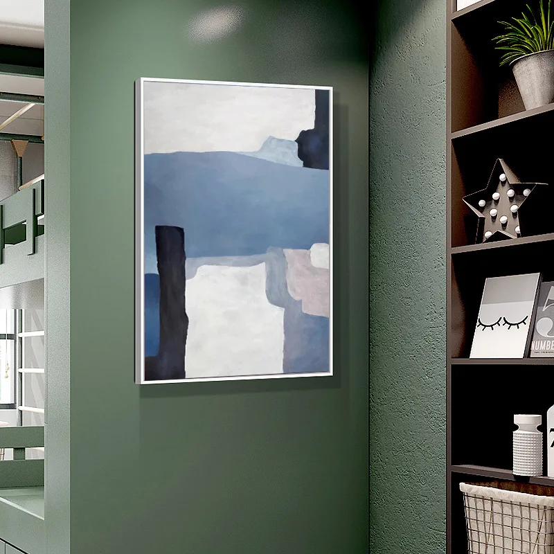 Современная живопись маслом картины Wall Art Абстрактная Скандинавская синий тон