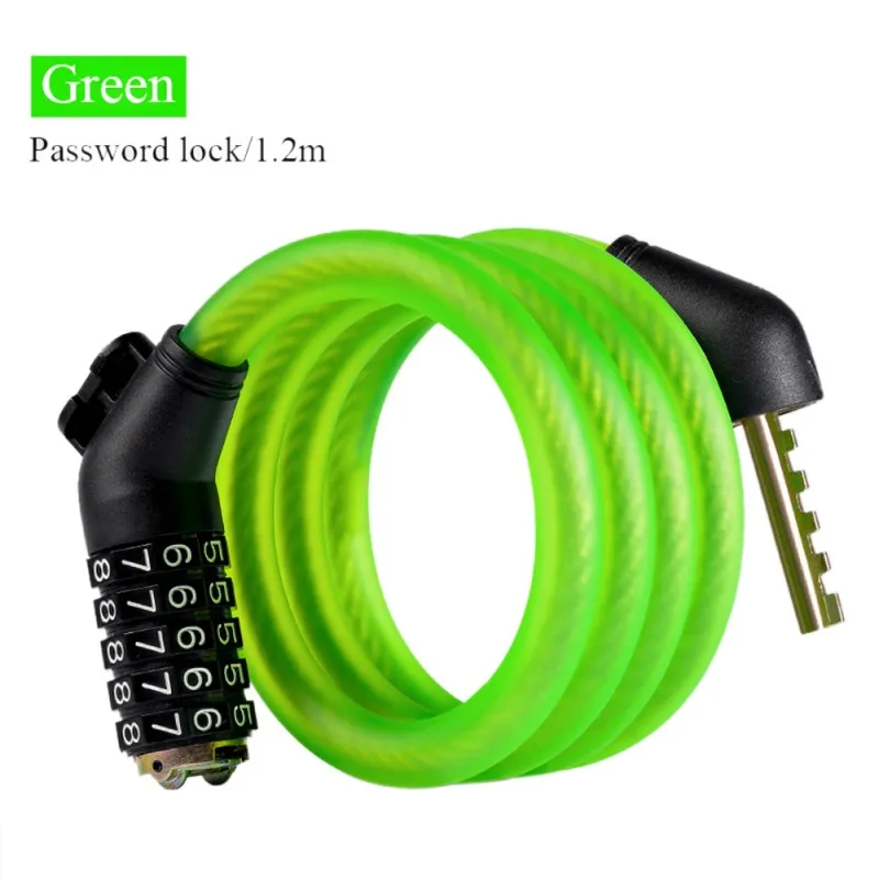 MTB Горный Дорожный велосипедный замок кодовый для велосипеда замок противоугонные замки пароль кабель замок со стальным проводом части велосипеда - Цвет: Зеленый