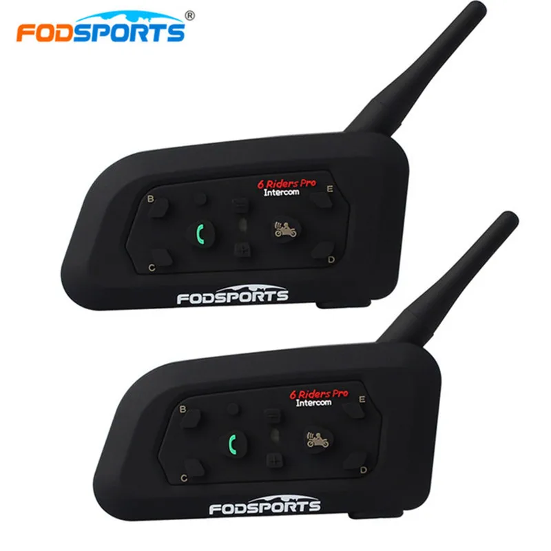 2pcs Fodsports V6 Pro 6 Riders Motorcycle Helmet Headset Bluetooth Motorbike Intercom Interphone With 7 Languages