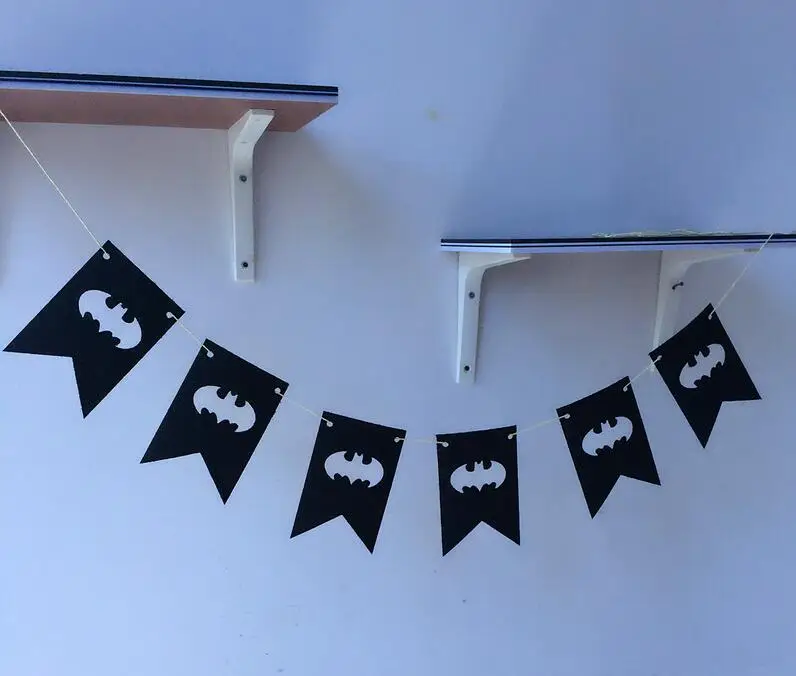 

Batman Partys Felt Banner 2 Corner Flag Birthday Party Decoration Bunting supply fabric