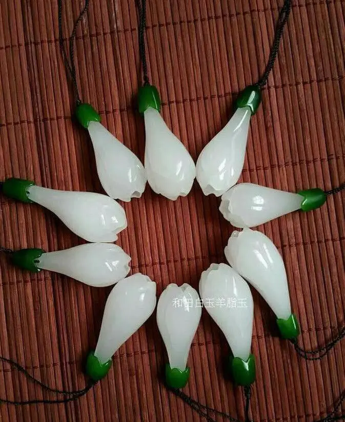 Подвескаиз натурального камня jadeite lily ручной резной Кулон Коллекция