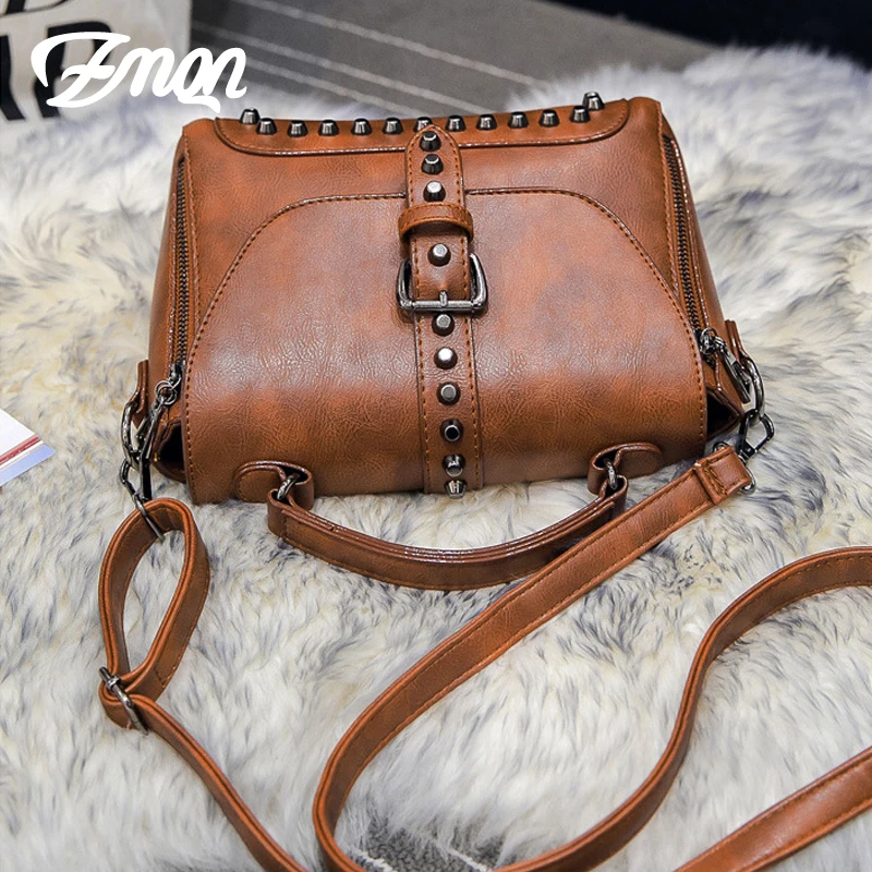 ZMQN Crossbody Bags For Women 2019 Shoulder Bags Female Vintage Leather Bags Women Handbags Famous Brand Rivet Small Ladies A522