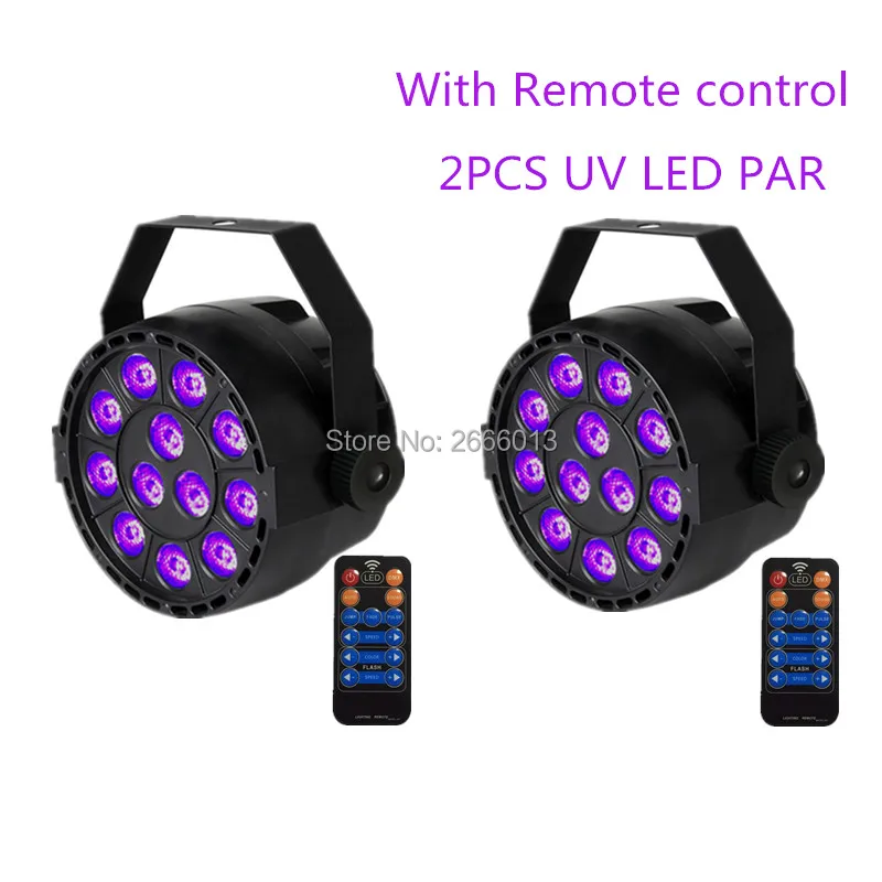 

2pcs/lot With Remote Control 36W UV LED Stage Light /Ultraviolet LED Par Light For KTV Party Pub Club Disco/ UV Purple LED Lamps
