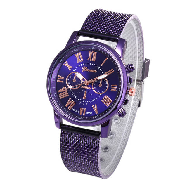 Digital Ladies Watch Quality Fashion Geneva Roman Numerals Faux Leather Analog Quartz Ladies Watch Bracelet Electronic Clo