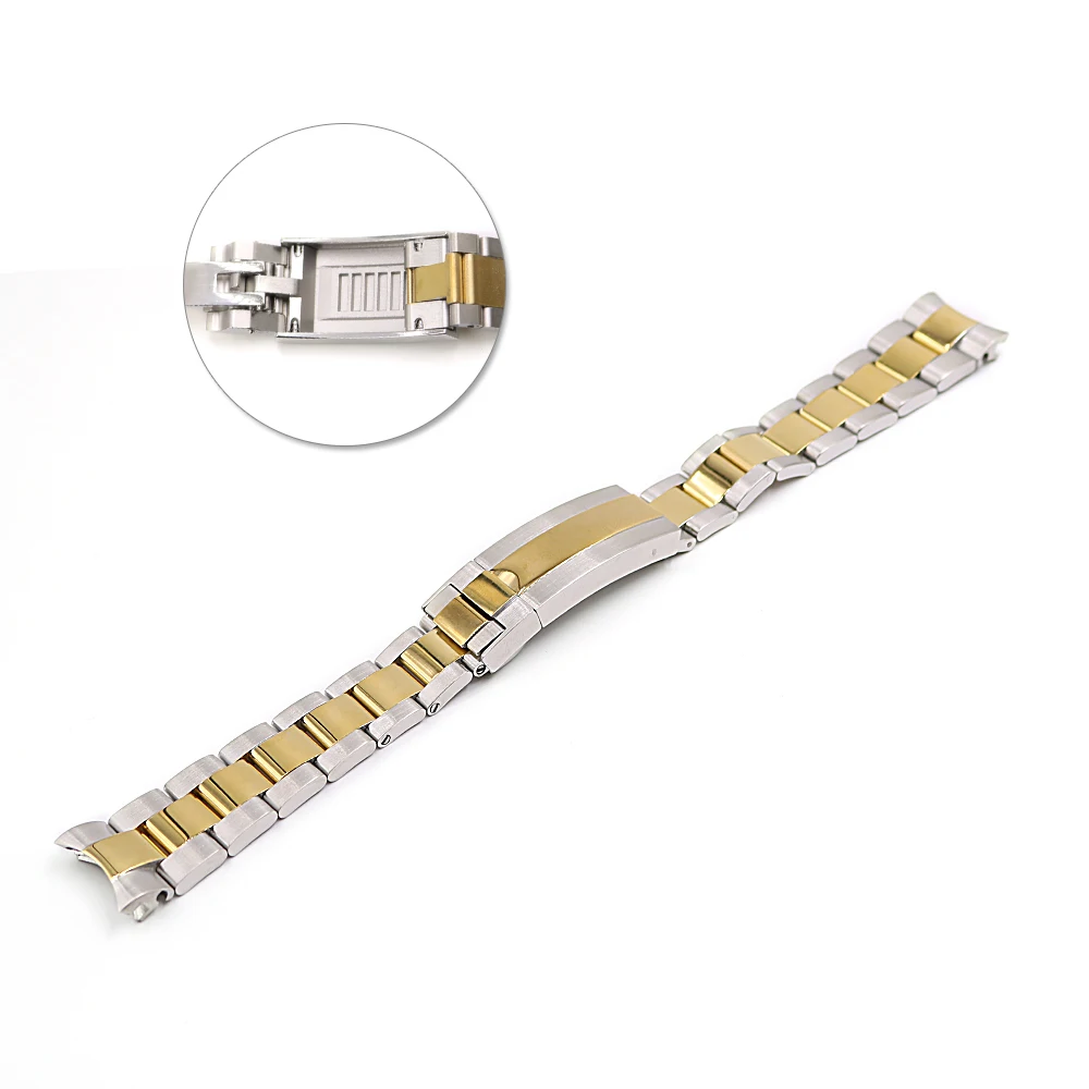 CARLYWET 20mm Solid Curved End Screw Links New Style Glide Lock Clasp Steel Watch Band Bracelet For OYSTER Style SUBMARINER