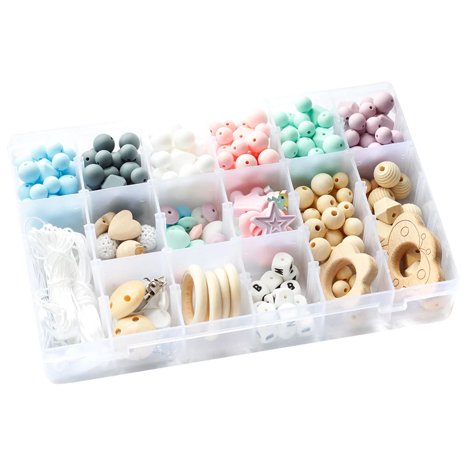 

Silicone Teether Sets DIY Teething Necklace Beads Bracelet Made Accessories Food Grade Silicone Beads Baby Personalized Name