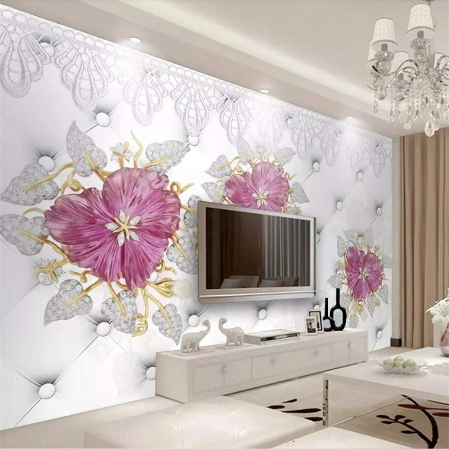 

beibehang Custom wallpaper 3D photo murals papel de parede stereo soft bag jewelry flower TV background wall papers home decor
