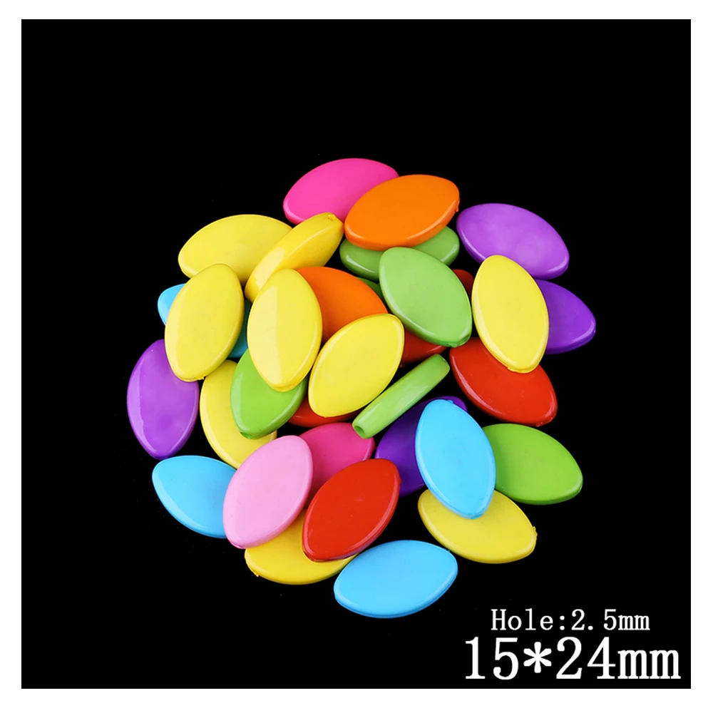 

Multi Color Flat Oval Shape Hole Beads 30pcs/Lot Wholesale Fashion Big Long European Water Bead For Kids DIY Jewelry Making Hot