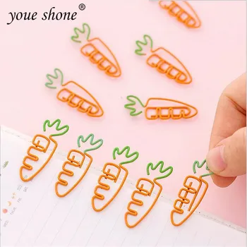 

10PCS carrot shape paper clip cute cartoon paper clip simple stationery bookmark Metal bookmark 3.5*1 YOUE SHONE