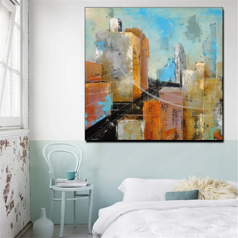 

Abstract Building Painting Poster Print Landscape Wall Art Canvas Painting Picture for Home On Print Canvas Wall Art Picture