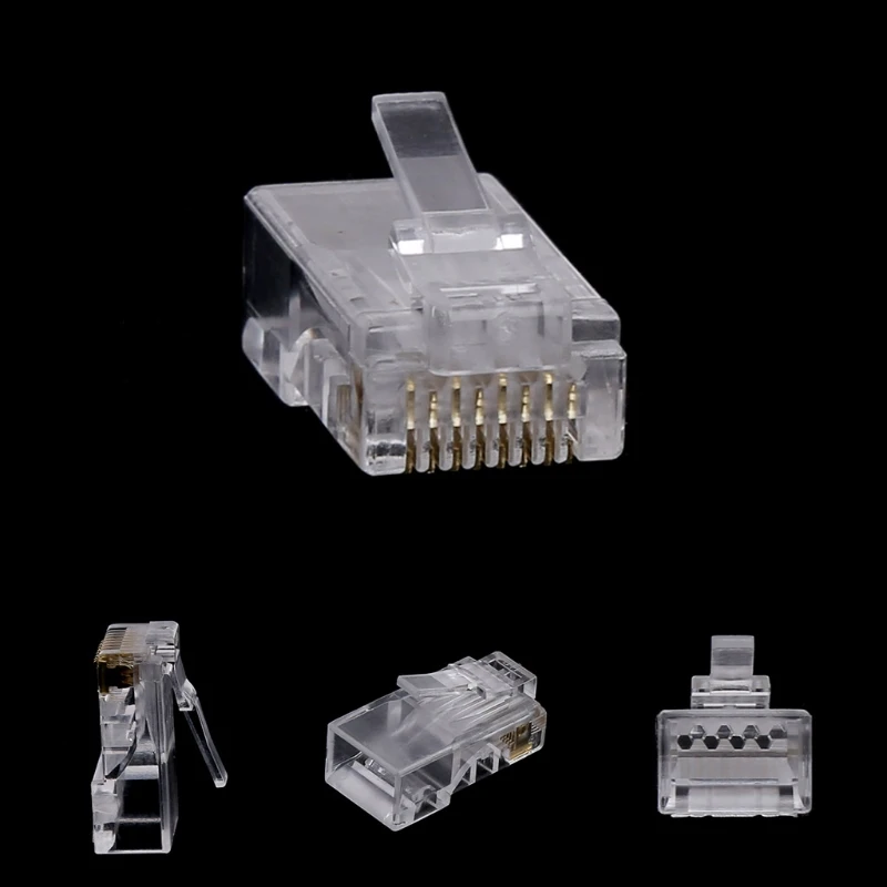 

Networking Tools 10Pcs RJ45 8-Pin Connector CAT6 Network Cable Modular Ethernet Crystal Plugs