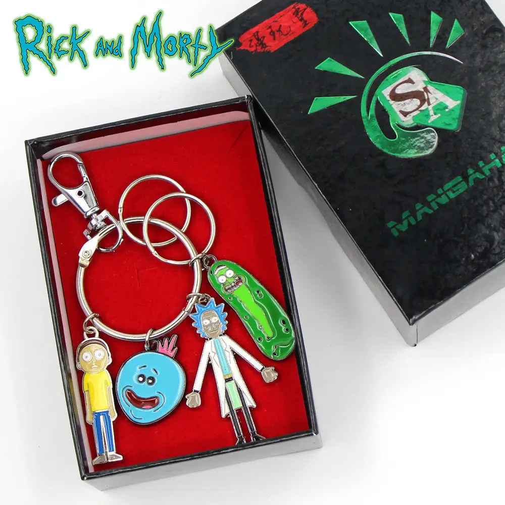 

Giancomics Rick and Morti Hot Anime Pickle MEESEEKS Metal Keychain Keyring Costume Pendants Accessory Ornament Key Ring Ornament