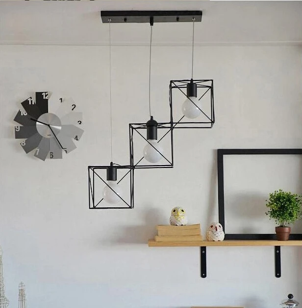 American-country-simple-modern-square-Iron-Chandelier-creative-personality-decorative-light-coffee-bar-dining-room-lamp