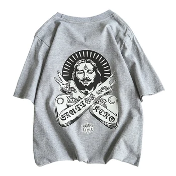 

Chinese Style Hip Hop Youth Men T Shirt Print Causal Pure Cotton Summer Couple Student Personality Clothing T Shirt Men Slim Fit