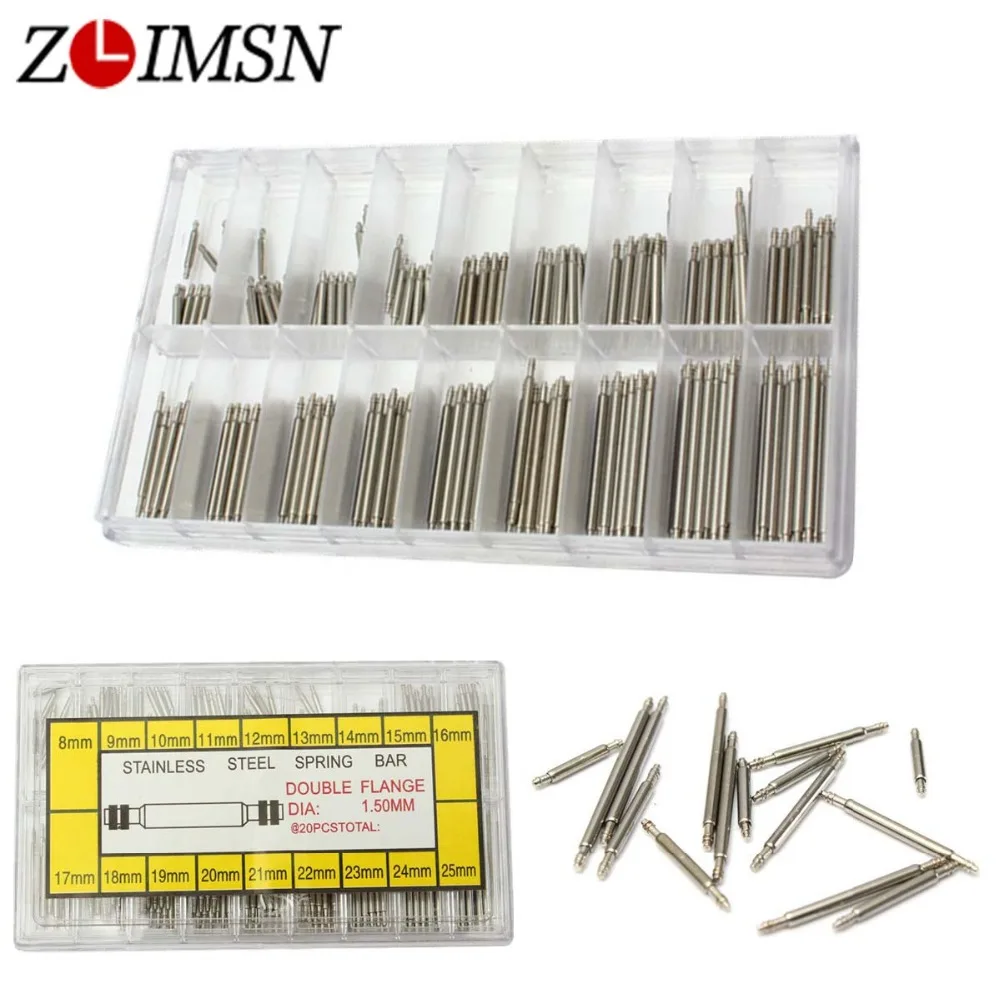 

ZLIMSN Assorted Size Spring Bars Wholesale 270pcs for Watchbands Stainless Steel Pin 8mm-25mm Link Pins Watch Accessories