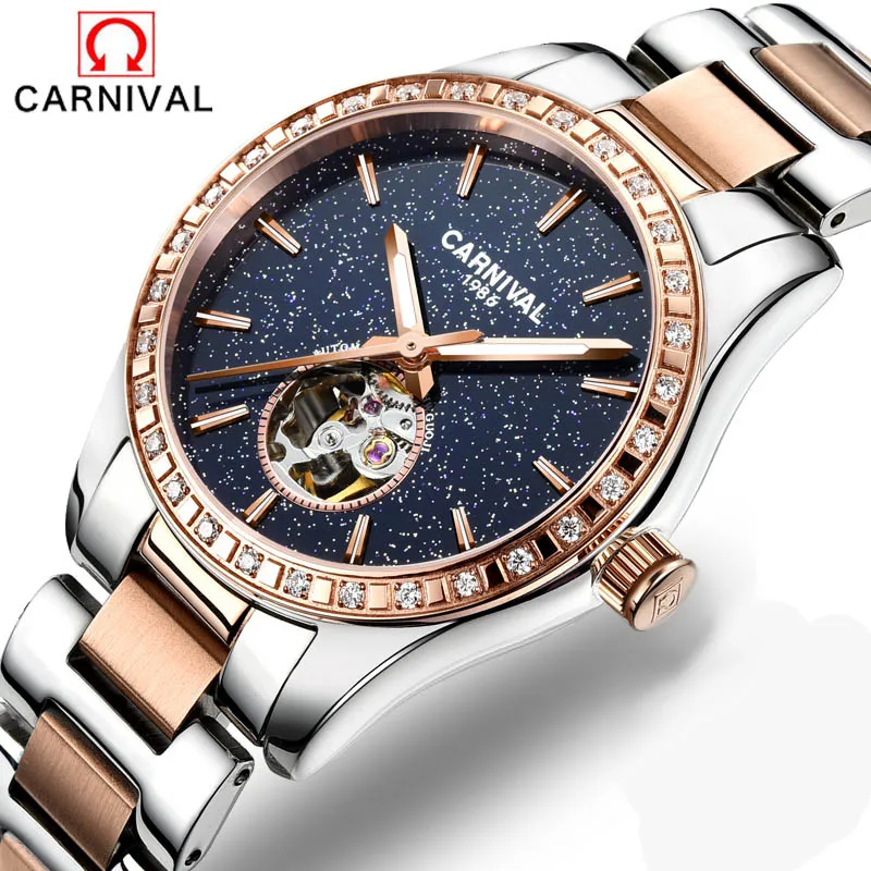 Carnival Fashion Luxury Women Watches Sapphire Steel Waterproof Watch
