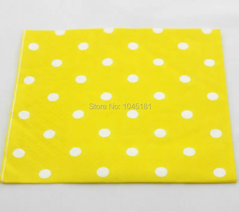 yellow polka dot paper napkin