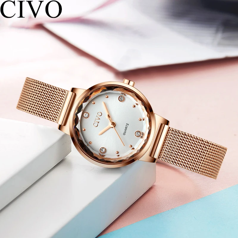 

CIVO 2019 Luxury Women Watch Waterproof Mesh Strap Watches Quartz Fashion Watch Ladies Wristwatches Gift For Wife Reloj Mujer