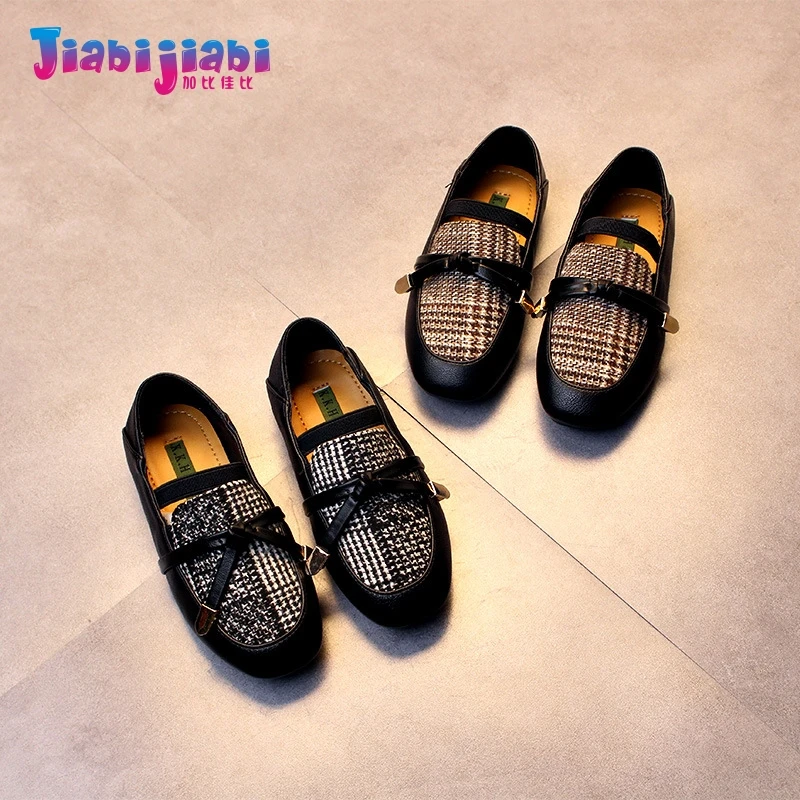 

2-6T New Spring Maiden British lattice Princess Dress Shoes Flats Girls Single Shoes Toddler Kids Frail Fashion Leather Shoes 9