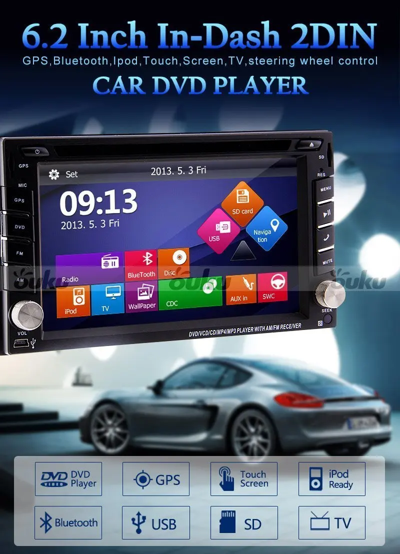Perfect Stereo Autoradio Receiver Audio GPS Car DVD Map MP3 Music MP4 Universal USB Logo SD 2 din Player Radio Head Unit 4