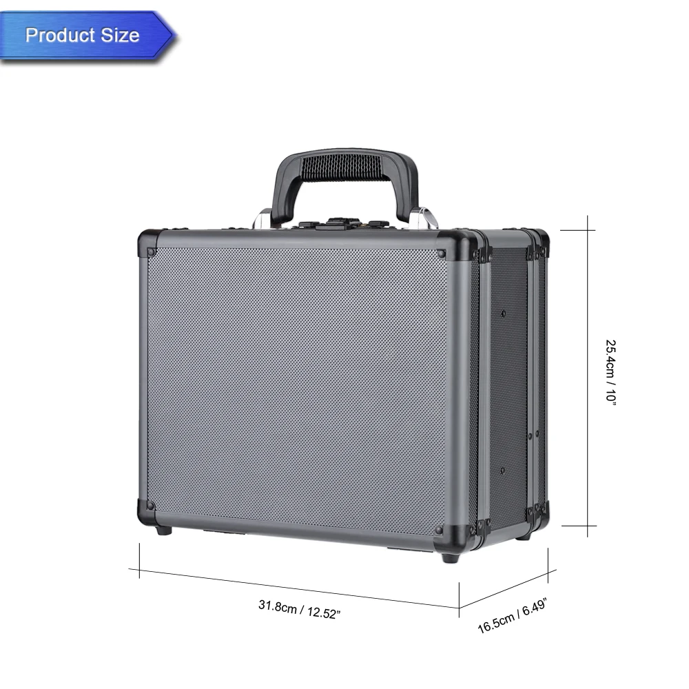 

iKayaa Double Sided Aluminum Hard Pistol Handgun Case With 2 Combination Locks Security Gun Carry Storage Box Accessory