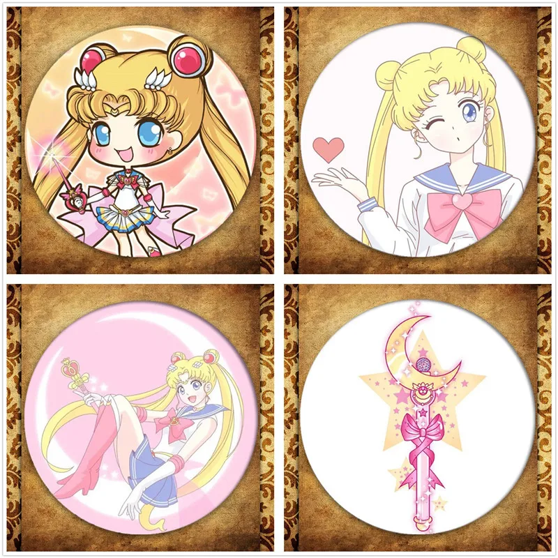 

Japanese Anime Sailor Moon Display Badge Fashion Cartoon Figure Tsukino Usagi Chibiusa Brooches Pin Jewelry Accessories Gift