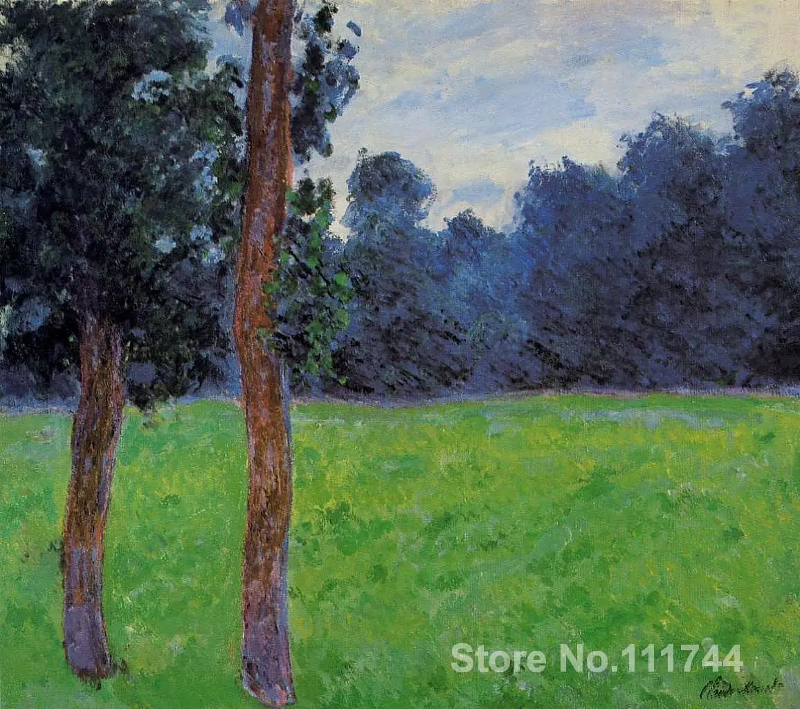 

Art gift Two Trees in a Meadow Claude Monet Oil paintings Handmade High Quality