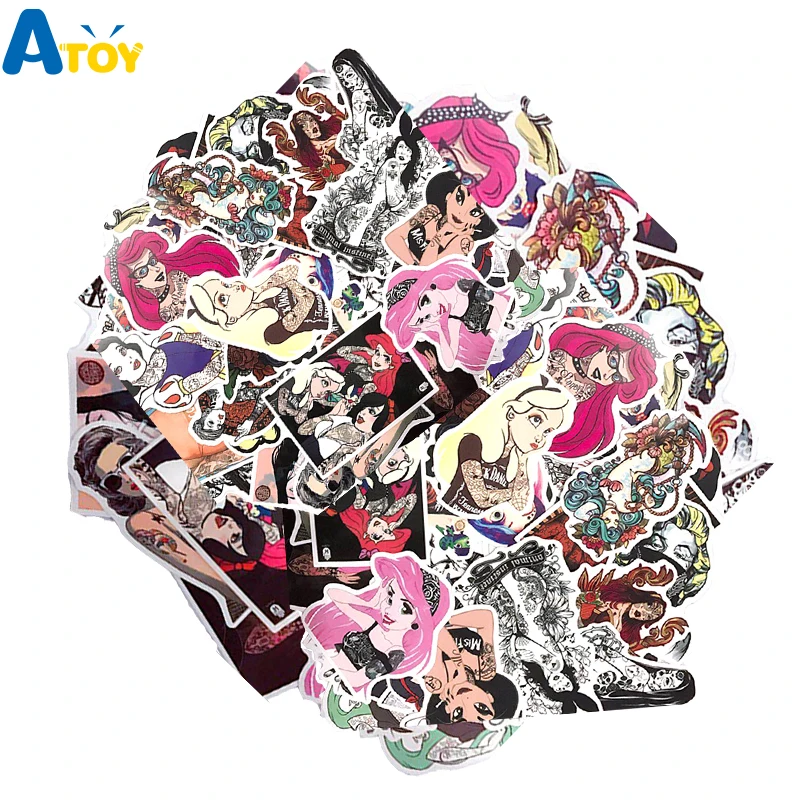 

50pcs Tattoo Beauty Sexy Girl Graffiti Sticker Waterproof Sticker For Laptop Motorcycle Skateboard Luggage Decal Toy Sticker