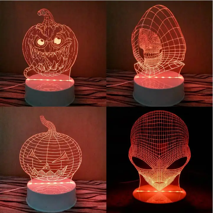 3D светодиодная цветная Ночная лампа Каратель с черепом разноцветная светящаяся