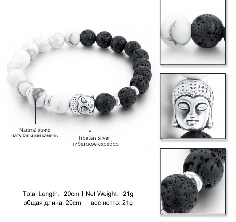 CHICVIE лавовый камень скрутка браслеты и браслеты натуральная жемчужина Siver браслеты "Будда" для женщин черные белые мужские украшения SBR160030