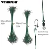 50 Pcs 17 cm 21 cm Ligne De Pêche Fil D'acier Leader Avec Roulement Pivote Duo-Snap Lock De Pêche Accessoire noir Vert Leadcore Laisse ► Photo 2/6