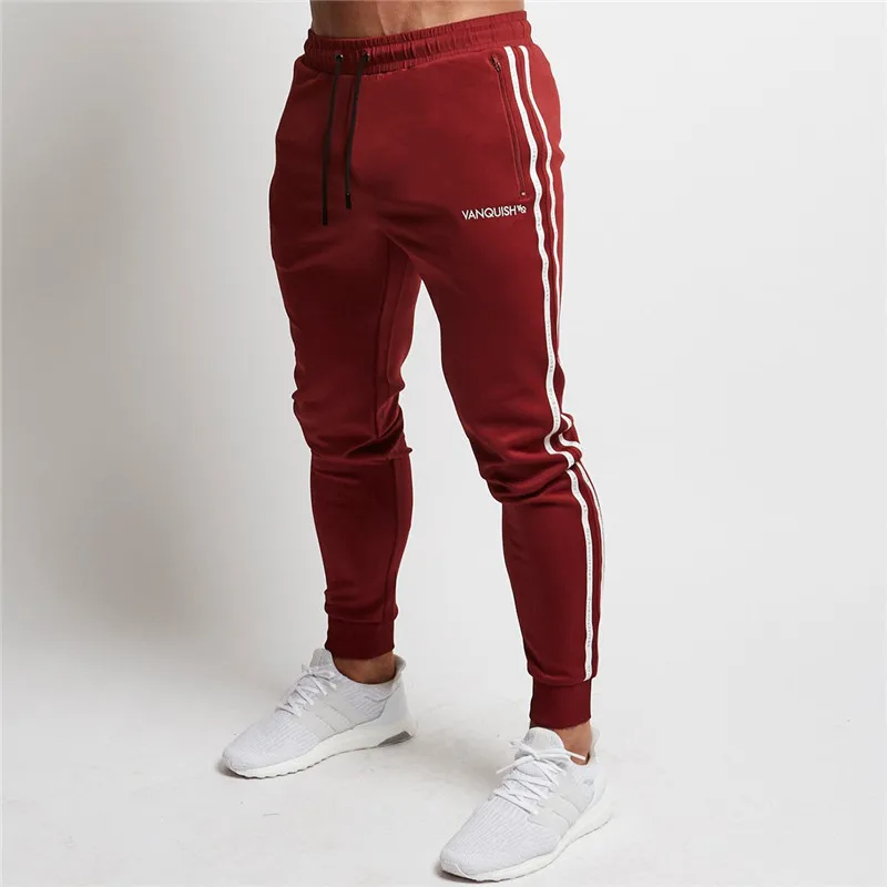 

2019 Men's cotton Jogger Pants Cotton Male GYM Bodybuilding Fitness Pants Casual Black Wine red Trousers Sweatpants For Man