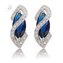 Shunxunze ювелирные изделия Рождественский Серьги-гвоздики для Для женщин Для мужчин подарки секс интернет-магазины винтаж синий кубического циркония посеребренные r849