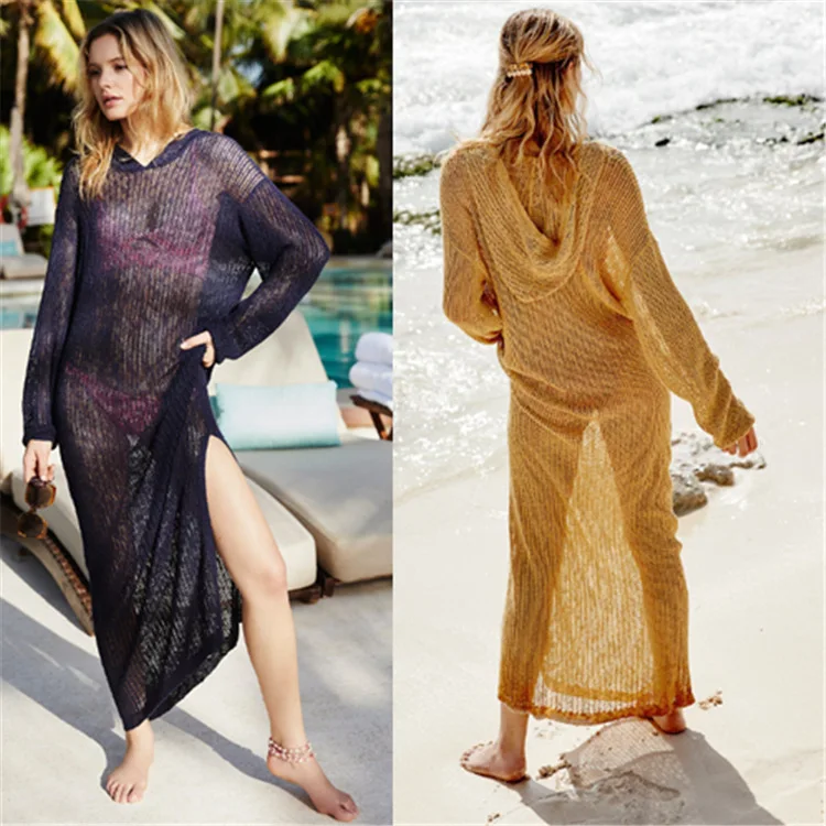 

Summer Beach Dress Ladies Tunics Pareo Large Size Cape On Swimsuit Women's Tunic Knitted Skirt Hat Solid Acetate Saida De Praia