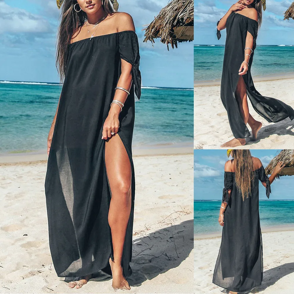 

beach dress Women Boho Sexy Summer Chiffon Floral dresses evening Party black Long Maxi Lace elegant Dress vestidos 2019 Fashion