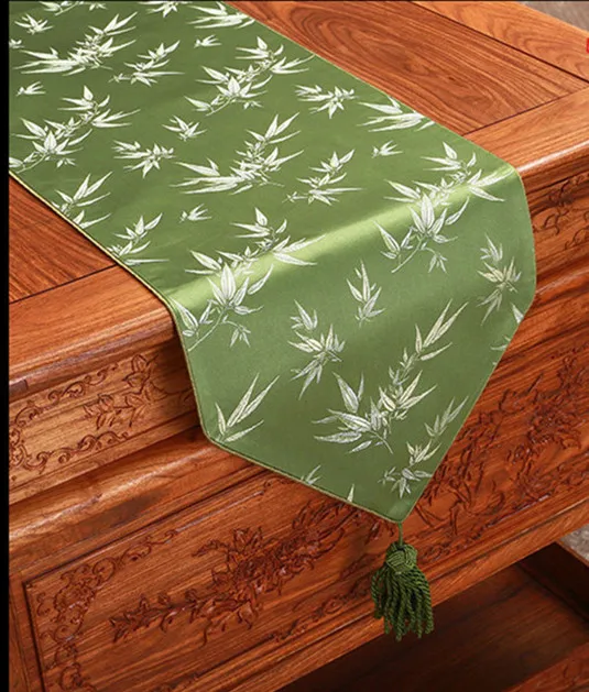 Length Bamboo Pattern Table Runners Elegant Cover Cloth High End Damask Cloth Art Dining Tea Table Cloths Protective Mats