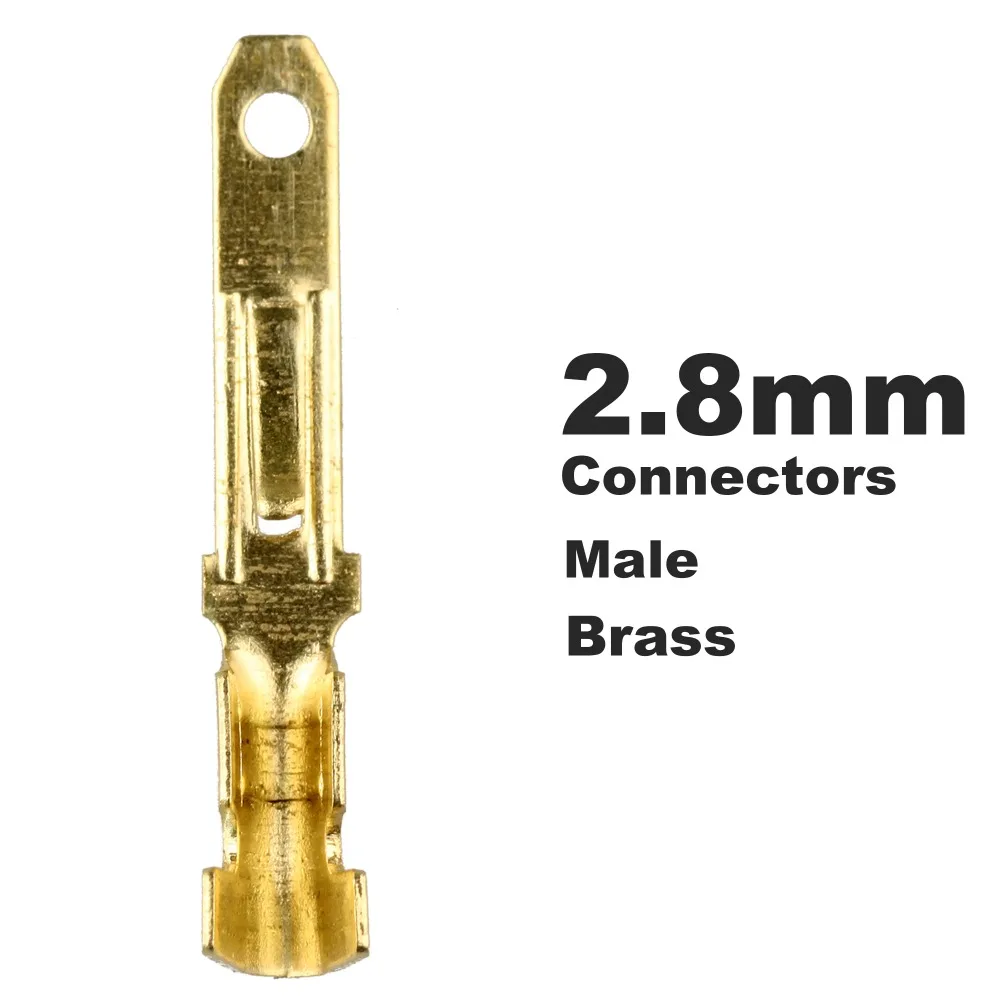100 PCS Gold Tone Male Spade Crimp Terminals 2.8mm Wiring Connectorsin