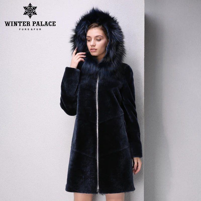 Autumn sheep coat women mouton fur coat,real fur coat Fox Mao brim Hat,Brown, Blue, optional fur coats New Trend WINTER PALACE