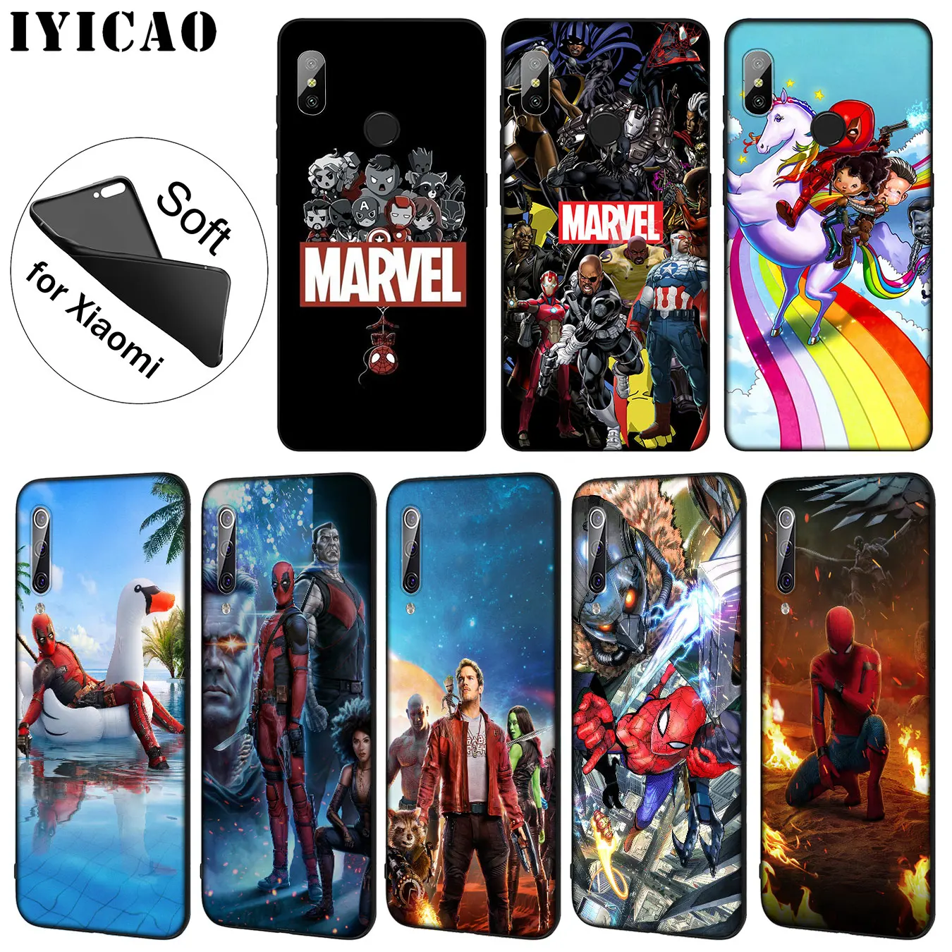 

IYICAO Marvel The Avengers Jorker Dead Pool Soft Phone Case for Xiaomi Mi 9 8 A2 Lite A1 6 6X pocophone f1 MAX 3 mi9 mi8 mia2