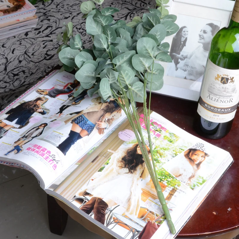 New 16 Heads Artificial Fake Leaf Eucalyptus Leave bouquet Silk Leaves Home Decoration DIY Flower Plant Faux Foliage | Дом и сад