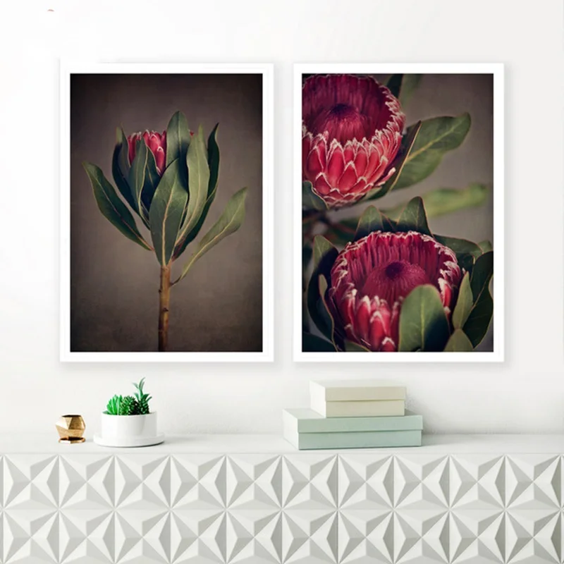Скандинавские цветы фотографии художественные принты красный чай плакат современный цветочный холст живопись Современные Декоративные Настенные рисунки для гостиной